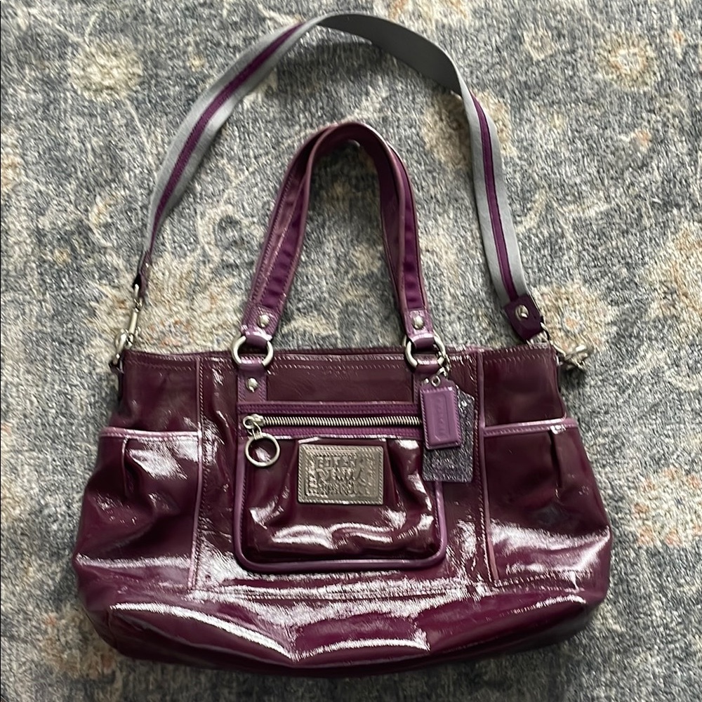 Coach Poppy Purple Patent Leather Glam Tote. Vintage